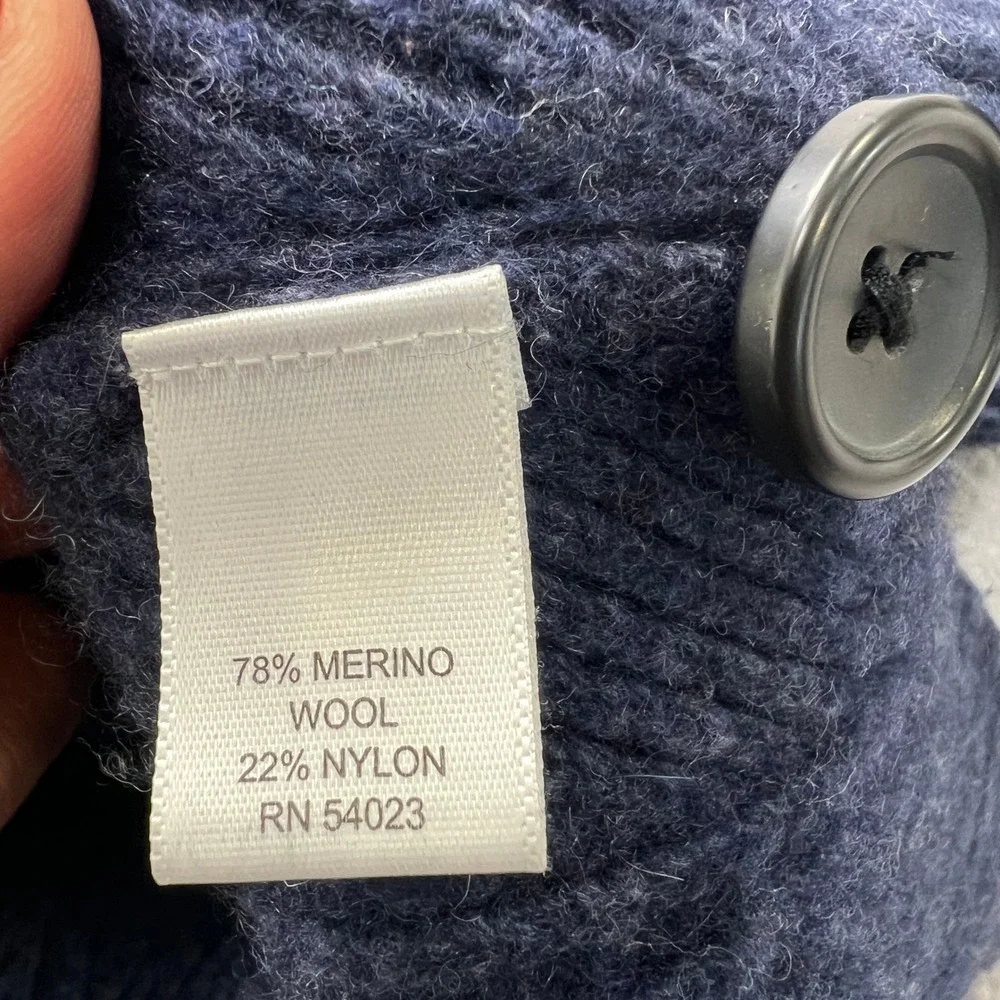 Banana Republic Italian Yarn Merino Wool Sweater 1/4 Button Men XL Blue Rib Knit
